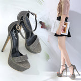 kamames kamames 46 High Heels, Bed, Sex Appeal Shoes, Nightclub, Sexy Model, Super High Heel, Waterproof Platform, Large Size With Sandals