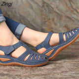 kamames Women Sandals Summer Ladies Comfortable Round Toe Ankle Hollow Sandals Female Soft Sole Shoes Drop shipping Plus Size 35-43