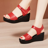 kamames Summer New Thick-Soled Sandals Women's 6Cm Slope Heel Sandals Middle Heel Waterproof Table Large Size Comfortable Muffin Fishmouth Shoes