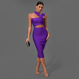 Zingj Dresses for Women 2022 Purple Bodycon Dress Evening Party Elegant Sexy Cut Out Midi Birthday Club Outfit Summer New