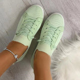 kamames Women Shoes 2022 Zapatos Planos Breathable White Shoes Lace Up Casual Flats Women Mesh Sneakers Socofy Loafers Zapatillas Mujer