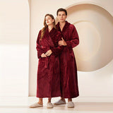 Ultra-Soft, Quick-Dry Flannel Bathrobe for Couples - Extra Long & Thick, Absorbent, Loose Fit with Pockets - Perfect for Home, Spa, and Hotel Use