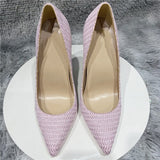 kamames pattern concise lady shoes 12cm 10cm 8cm high thin heels pointed toe pure color large size advanced pumps BM036 ROVICIYA