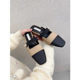 kamames Style Fragrant Style Color Baotou Semi-Slippers Women Wear Lazy Shoes With Thick Heels Muller Shoes Without Heels