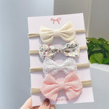 4Pcs/set Cotton Linen Leopard Printed Bow Baby Headband For Girls Newborn Headbands Lace Hair Bands Turban Kids Hair Accessories