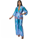 Women's Two Piece Pants 2 Piece Set African Dashiki Fashion Top And Pants Suits Trousers Party Lady Matching Sets Outfits Tracksuit Women's Clothing 220912