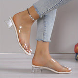 Women's Chunky Low Heels, Stylish Double Transparent Strap Pumps, Comfortable Square Toe Pumps