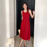 kamames kamames French Style Hepburn Style Sleeveless Vest Knitted Dress Is A New High-End Waist Slim Dress For Women In Summer.