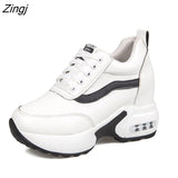 kamames Women's Vulcanized shoes Autumn Leather Chunky Shoes Woman Platform Height Increased Sneakers 8CM Thick Sole Wedges sports shoes