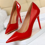 BIGTREE Shoes Fashion Woman Pumps Patent Leather High Heels Stiletto Heels Occupation OL Office Shoes Sexy Heels Plus Size 43