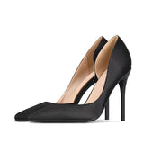 kamames silk pumps 12cm high heeled shoes women fashion ladies sexy 10cm pointed toe shoes 8cm heel plus size 45 BM025 ROVICIYA