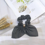 Women Vintage Striped Bow plaid Scrunchie For Girls Ponytail Holder Elastic Hair Bands ties Rubber Headwear Hair Accessories