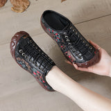 kamames Mother Shoe Hole Hole Front Tie Baotou Deep Mouth Women's Shoes Leather Soft Sole With Wear-Resistant Soft Sole Fashion