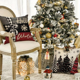 New Merry Christmas Joy Xmas Trees Red Throw Pillow Covers, 18 X 18 Inch Christmas Winter Holiday Cushion Case Decoration For Sofa, 4Pcs