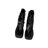 kamames Sandals Women's 2024 New Square-Toed Open-Toed Women's Shoes Waterproof Platform Muffin Bottom Side Zipper Toe Thick-Soled Shoes