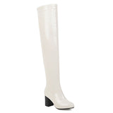 kamames Sgesvier Fashion Over the Knee Boots Women Orange Red Yellow Green Thigh High Boots Square High Heels Party Shoes Lady Plus Size