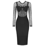 kamames Bandage Dress Long Sleeve O Neck Women Dress Ladies Clothing New Party Club Elegant Celebrity Vestidos