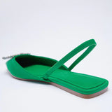 kamames ZAR 2022 Summer New Green Single Shoes Women Fashion Pointed Toe Flat Rhinestone Muller Sandals And Slippers Woman Shoes Luxury
