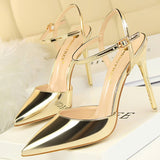 BIGTREE Shoes Fashion Sandals Women 2022 Patent Leather High Heels Women Sandals Summer Heeled Sandals Pointed Toe Women Pumps