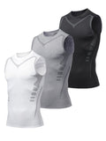 Buy 2 Get 1 Free, total of 3 pcs Athletic Fit Muscle Vest - Shirts for Men - Breathable, Comfy, Moisture-Wicking Compression Tank Top for Running, Shaping, Cycling, and Fitness Training - Quick-Drying, Four-Way Stretch, and Anti-Odor