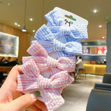 4 Pcs/set Cotton Dot Printed Hair Clips For Cute Girls Plaid Bowknots Boutique Barrettes Kids Hair Accessories Hairpins 2020 New