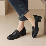 kamames New Black Mary Jane Single Shoes With Thick Soles Brown English Style JK Small Leather Shoes Flat-Soled Work Shoes