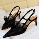 BIGTREE Shoes Lace Hollow Woman Pumps Sexy High Heels Party Shoes Fashion Women Heels Ladies Shoes Women Sandals Plus Size 42 43