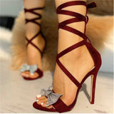 kamames Women's Shoes Summer 2022 Plus Size Sexy Stilettos Sandals Women Fashion strappy heels Women Bow Closed Toe Sandals