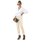 kamames Women Leggings Long Pencil Pants Elastic High Waist Drawstring Black Cargo Pants Party Ladies Trousers Streetwear Capris