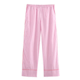 kamames New Rolled-Edged Poplin Shirt Rolling-Edged Pajamas Style Pants Set