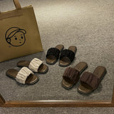 kamames Flat Slippers In The Summer Of 2024 Women Wear Flip-Flops, Flat Heels, Pregnant Women's Comfortable And Fashionable Square-Toe Shoes.