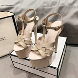 kamames kamames Waterproof Platform 2023 Summer And Autumn Fashion New Hollow Out Thin Heel Ultra High Heel Casual Fashion Sandals Women's Singles Shoes