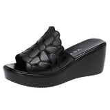 Wedges Heel Sandals Women Summer 2021 Platform Hollow Flower Sandals Large Size 41 43 Comfortable Open Toe Black Shoes Female