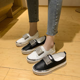 kamames Size Velcro Love Shoes Spring And Autumn New Flat-Soled Casual Shoes Water Drill Muffin Thick Soles Single Shoes