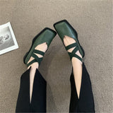 kamames leather shoes women's spring 2022 new all-match fashion square head flat bottom shallow mouth single shoes lazy loafers