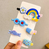 1Set New Girls Cute Cartoon Flower Geometric Hairpins Sweet Headband Hair Ornament Barrettes Hair Clips Fashion Hair Accessories