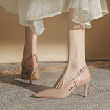 kamames kamames Single Shoes Women's 2024 New Summer Lacquer Leather Tip With Shallow Mouth Head Thin Heel Empty High Heel Sandals