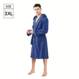 Luxurious Hooded Men's Bathrobe – Modern Cotton Blend Knit Fabric Towel Robe with Super Absorbent Feature for Home, Spa, Bathing & Swimming – Soft, Warm & Quick Dry with Hand Wash Only Care Instructions