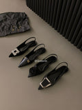 kamames kamames Flat Black Head Sandals Fairy Shoes 2023 New Spring And Summer Pointed Rhinestone Temperament Single Shoes