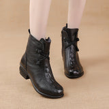 kamames kamames Autumn New Low-Heeled Crocodile Martin Boots Korean Version Leisure Fashion Leather Boots Warm And Comfortable Cotton Shoes