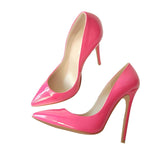 kamames Women Pumps 8 cm 10 cm 12 cm Stilettos Women Shoes High Heel Wedding Party Shoes Patent Leather Rose Pink QP001 ROVICIYA