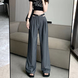 kamames kamames Suit Pants Children Summer Thin Sexy Hollow Out High Waist Wide Leg Pants Loose Hanging Sense Drag The Floor Straight Pants