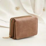 Stylish Frosted Wallet : PU Leather & Trifold Solid Color Coin Purse - Clutch Credit Cared Case