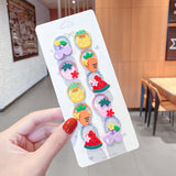 10PCS/Set New Girls Cute Cartoon Flower Small Scrunchie Kids Ponytail Hair Tie Elastic Hair Bands Fashion Hair Accessories Set