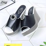 kamames Summer Women's Platform Wedges Waterproof Sandals 10cm Super High Heel Women Shoes Gingham PVC Sandals