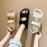 Trends Sandals Summer New Flat British Wind Velcro Embroidery Thick-soled Casual Casual Roman Fragrance Designer Shoes Star