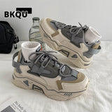 kamames Patchwork Woman Vulcanize Shoes 2022 Autumn Platform Sneakers Breathable Mesh Ladies Footwear Casual Ladies Footwear