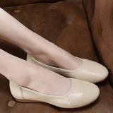 kamames kamames Large Size Women's Shoes 41-43 Spring Model 2024 New Versatile Flat Leather Shallow Single Shoes Soft Sole Mother Shoes