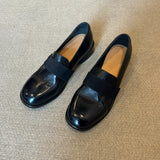 kamames kamames British Style Small Leather Shoes Shoes Female Black Thick Heel Single Shoes