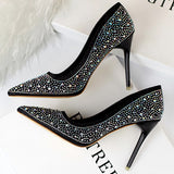 BIGTREE Shoes Sexy Woman Pumps Pointed Toe High Heels Shoes Women Sequins Nightclub Party Shoes Quality Stiletto Heels Lady Shoe